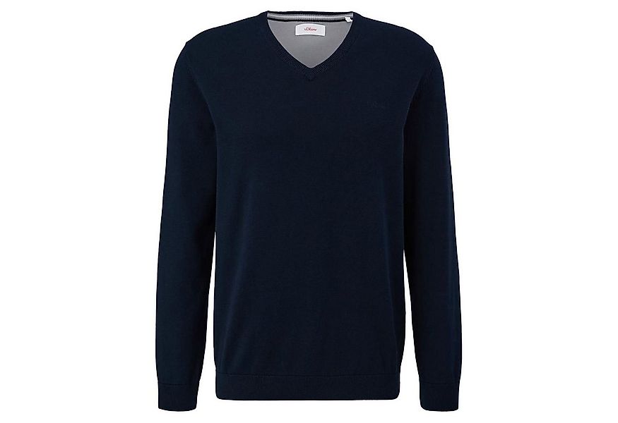 s.Oliver V-Ausschnitt-Pullover Pullover (1-tlg) V-Ausschnitt, langarm, Logo günstig online kaufen