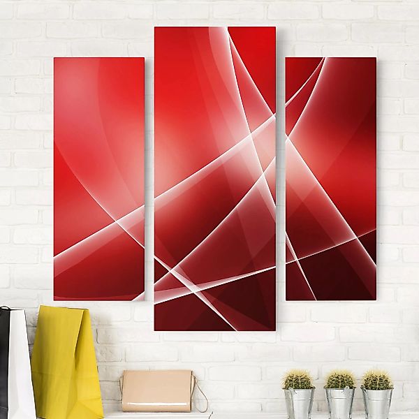 3-teiliges Leinwandbild Abstrakt - Querformat Red Heat günstig online kaufen