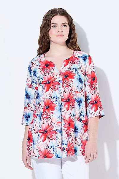 Ulla Popken Tunika Leinenmix-Bluse A-Linie Tunika-Ausschnitt günstig online kaufen