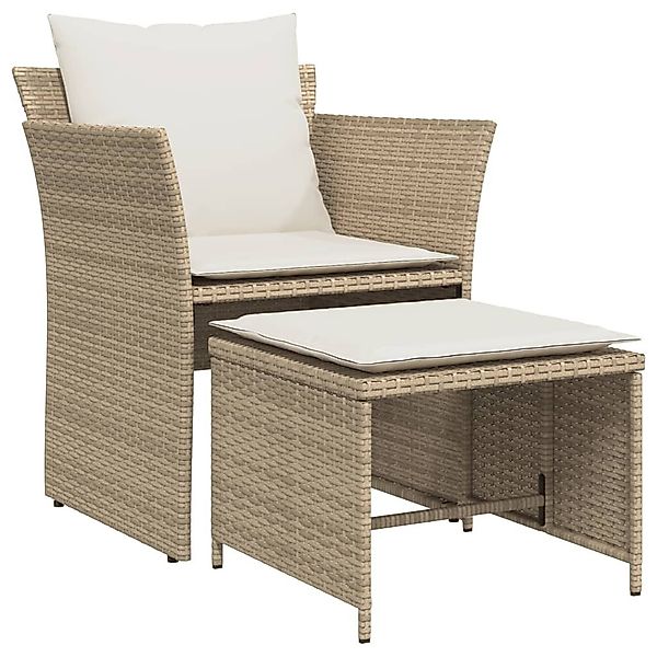 vidaXL Gartenlounge-Set Gartenstuhl mit Fußhocker Beige günstig online kaufen