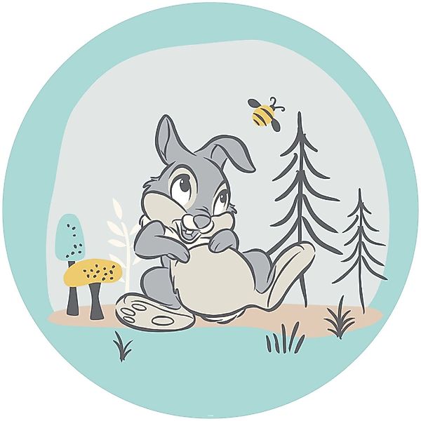 Disney Selbstklebende Runde Tapete Bambi Thumper Blau und Grau Ø 128 cm 610 günstig online kaufen