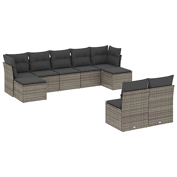 vidaXL 9-tlg Garten-Sofagarnitur mit Kissen Grau Poly Rattan Modell 52 günstig online kaufen