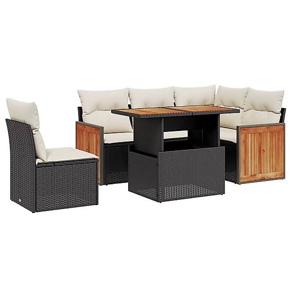 vidaXL 6-Tlg Garten-Sofagarnitur mit Kissen Schwarz Poly Rattan 3273961 günstig online kaufen