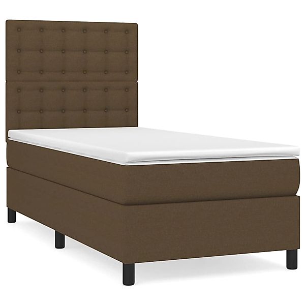 Vidaxl Boxspringbett Mit Matratze & Led Dunkelbraun 100x200 Cm Stoff günstig online kaufen