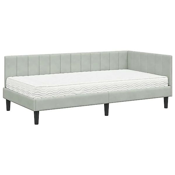 vidaXL Eckbettgestell mit Matratze Hellgrau 90 x 190 cm Samt 3393888 günstig online kaufen