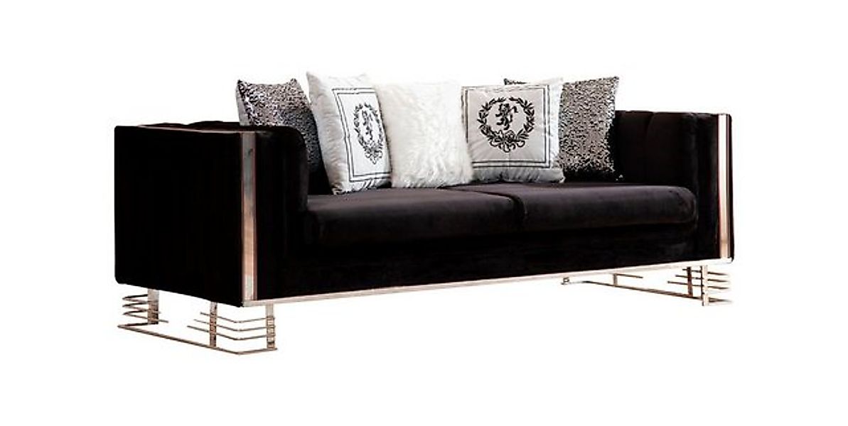 Xlmoebel 3-Sitzer Neue schwarze Designer 3-Sitzer Couch mit Metallrahmen fü günstig online kaufen