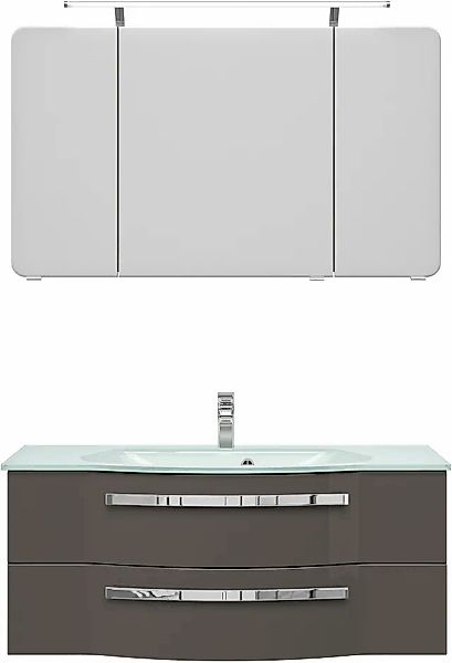 Saphir Badmöbel-Set »Serie 4005, vormontiert, Glaswaschbecken, Spiegelschra günstig online kaufen