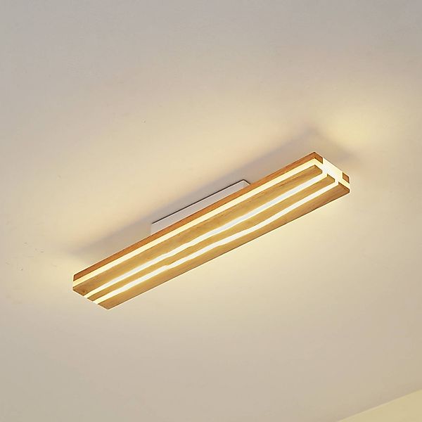 Lucande LED-Deckenleuchte Silja, Holz, 100 cm, 3000K günstig online kaufen