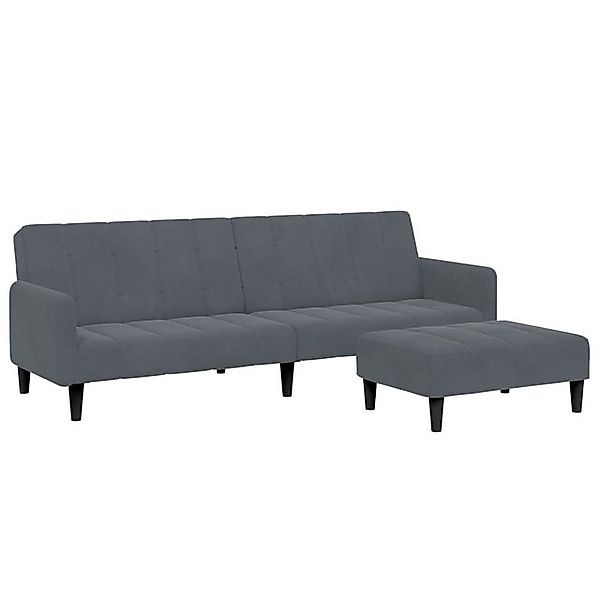 vidaXL Sofa Schlafsofa 2-Sitzer mit Fußhocker Dunkelgrau Samt günstig online kaufen