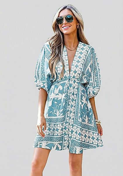 Cupshe Minikleid Floral Dolman Kleid mit Puffärmeln Rüschensaum, mit allove günstig online kaufen