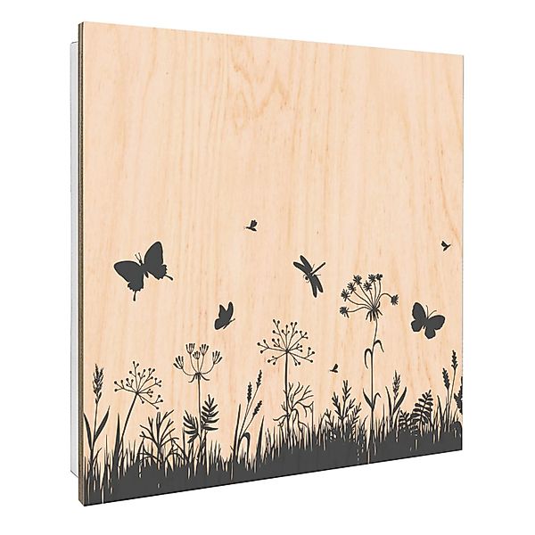 Banjado Schlüsselkasten mit Holzfront 30x30cm Weiß Scharnier Links 50 Haken günstig online kaufen