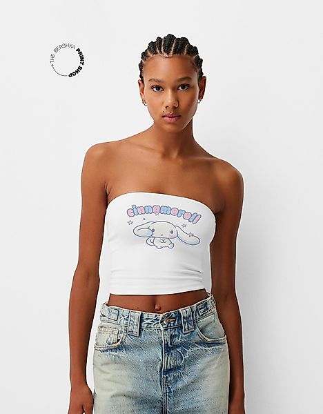 Bershka Bandeau-Top Cinnamoroll Damen 10-12 Weiss günstig online kaufen