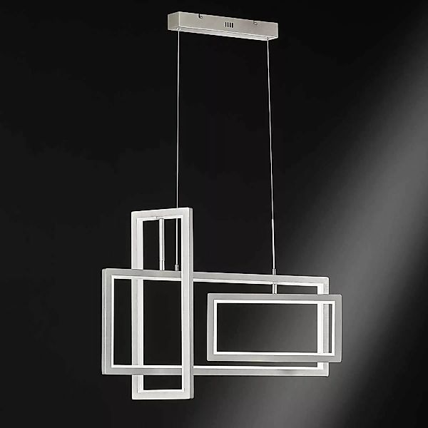 home24 Wofi LED-Pendelleuchte Viso II Eisen Silber Dimmbar 40x150x80 cm (Bx günstig online kaufen