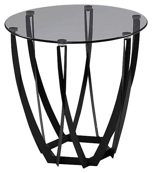 M2 Kollektion Beistelltisch MAYA, Ø 50 cm, Grauglas, schwarzes Metallgestel günstig online kaufen