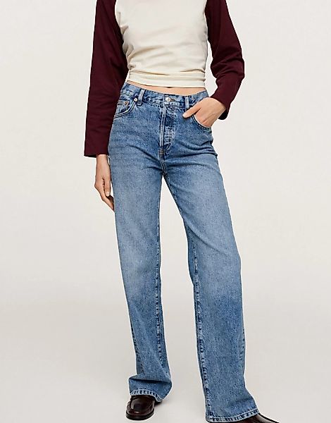 Mango – Jeans mit geradem Bein in Mittelblau günstig online kaufen