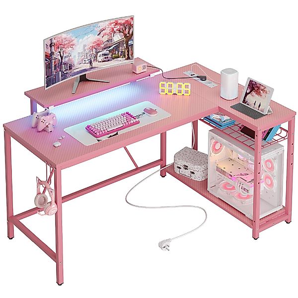 Bestier Gamingtisch Gaming-Schreibtisch L-Form mit LED, günstig online kaufen