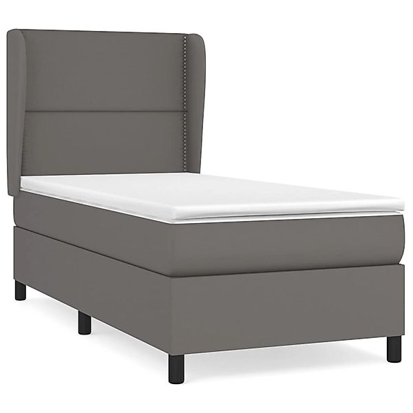 vidaXL Boxspringbett mit Matratze Grau 90x190 cm Kunstleder1466685 günstig online kaufen