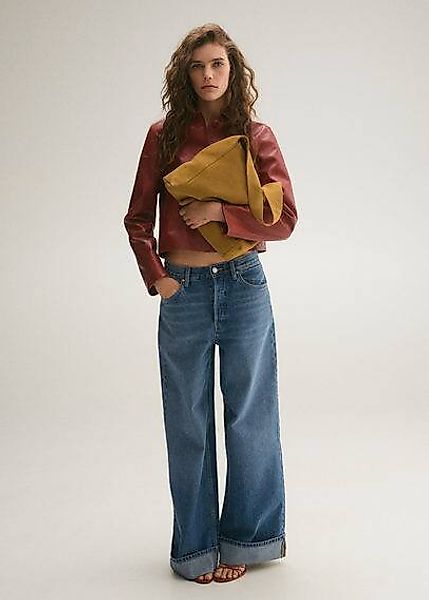 Wideleg-Jeans mit Saum-Umschlag günstig online kaufen