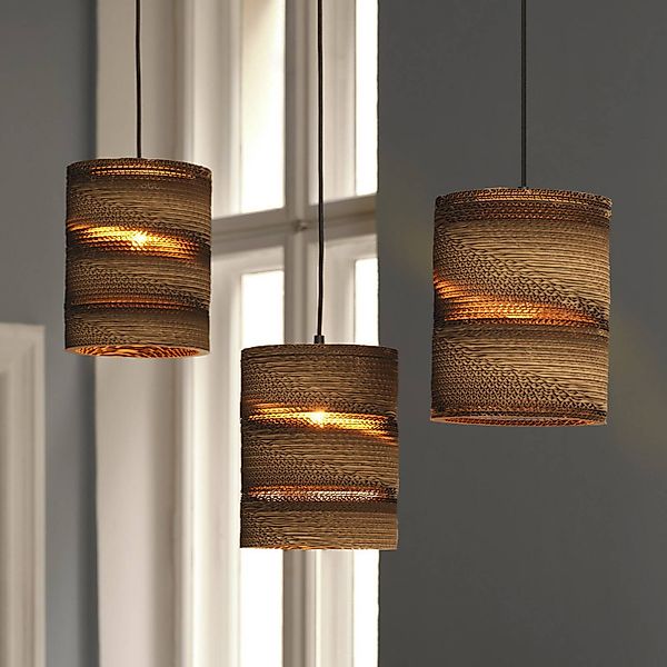 OSRAM Hängelampe CYLINDER, 3-flg., braun, Ø 20 cm, Wellpappe günstig online kaufen