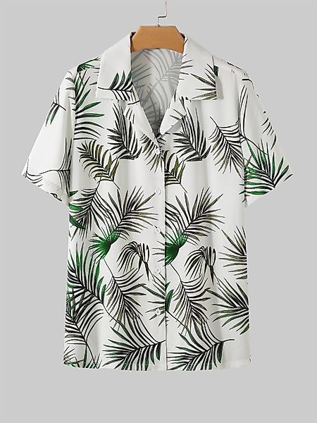 YOINS Weiße Tropische Bluse mit Reverskragen und kurzen Ärmeln günstig online kaufen