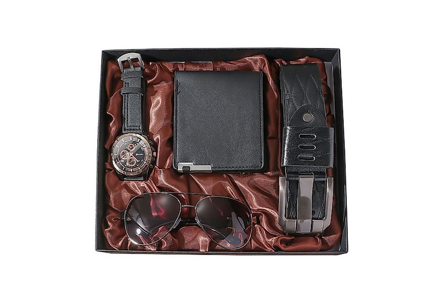 HAUSS SPOLE Geldbörse 4PCS Geschenk Set für Männer Gürtel Herrenuhr Sonnenb günstig online kaufen