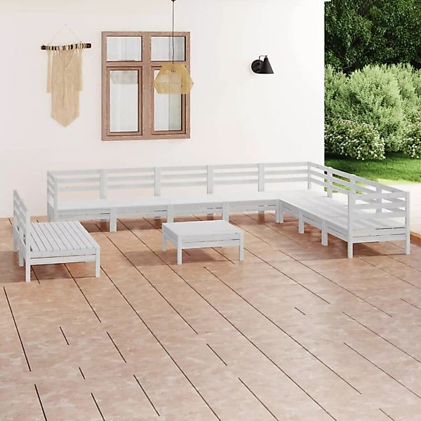 11-tlg. Garten-lounge-set Massivholz Kiefer Weiß günstig online kaufen