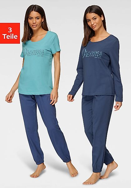 Vivance Dreams Pyjama, 3 teiliger Set, mit Frontschriftzug günstig online kaufen