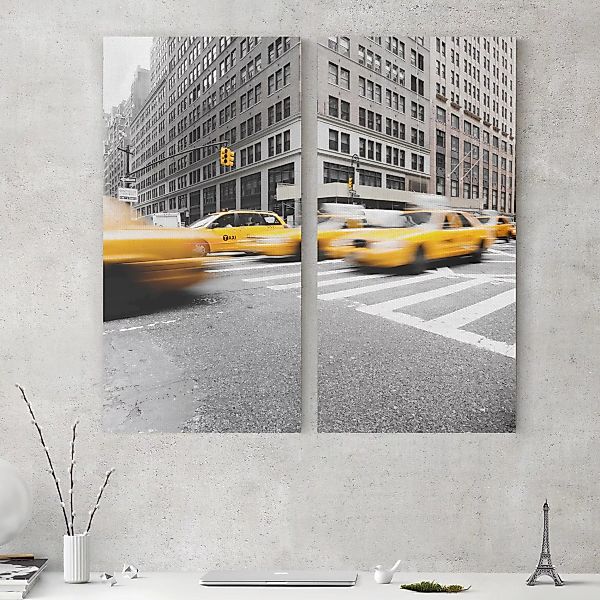 2-teiliges Leinwandbild New York - Quadrat Rasantes New York günstig online kaufen