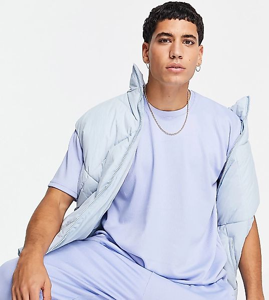VAI21 – Geripptes T-Shirt in Eisblau günstig online kaufen