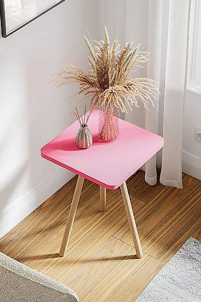 en.casa Beistelltisch (1-St), Holzbeine, 34x34 cm, 45 cm hoch, Farbe: Rosa günstig online kaufen
