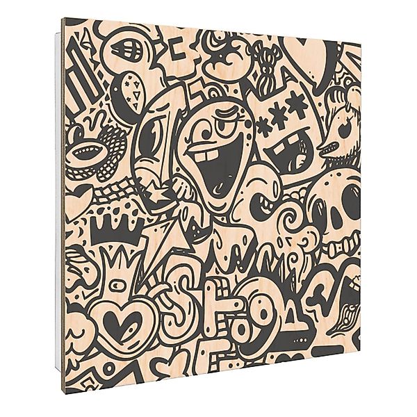 Banjado Schlüsselkasten mit Holzfront 30x30cm Weiß Scharnier Links 50 Haken günstig online kaufen