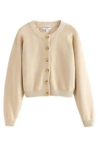 Next Strickjacke Gewaschene Rundhals-Strickjacke aus Baumwolle günstig online kaufen
