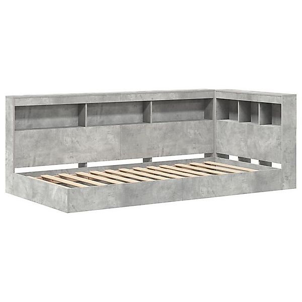 vidaXL Bett Bücherregalbett Beton Grau 90x190 cm Furnierholz (2-tlg) günstig online kaufen