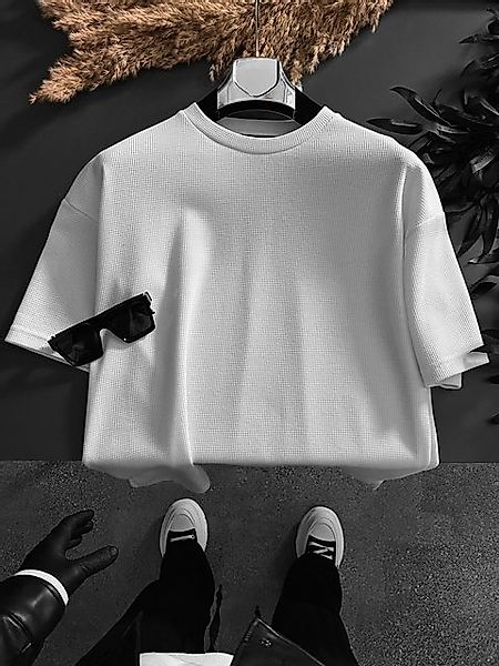 Abluka T-Shirt OVERSIZE LONG KNIT WAFFLE T-SHIRT ECRU (1-tlg) günstig online kaufen