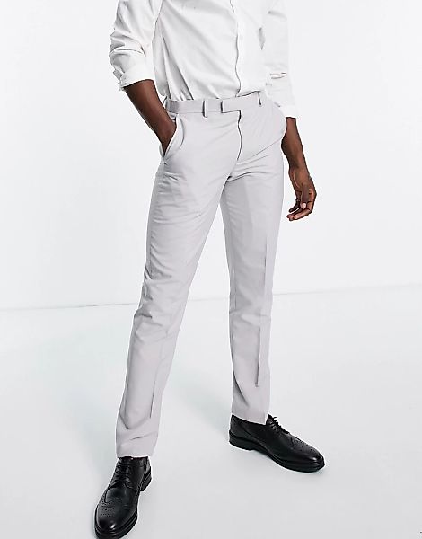 Original Penguin – Einfarbige Anzughose mit schmalem Schnitt-Grau günstig online kaufen