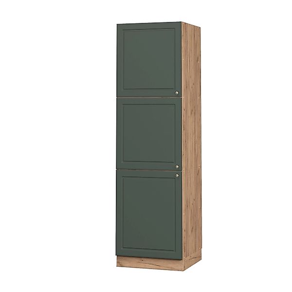 Vicco Herdumbauschrank Fame-Line Grün-Gold Landhaus/Goldkraft Eiche 60 cm günstig online kaufen