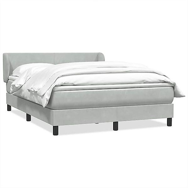 vidaXL Boxspringbett, Boxspringbett mit Matratze Hellgrau 140x210 cm Samt günstig online kaufen