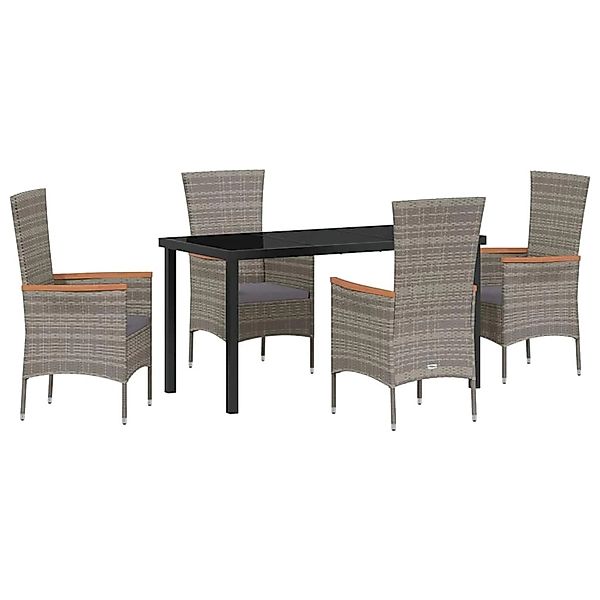 vidaXL Garten Essgruppe mit Kissen 5-Tlg Grau Poly Rattan 3379431 günstig online kaufen