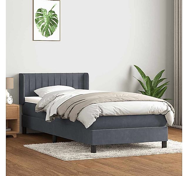 vidaXL Boxspringbett, Boxspringbett mit Matratze Dunkelgrau 80x210 cm Samt günstig online kaufen
