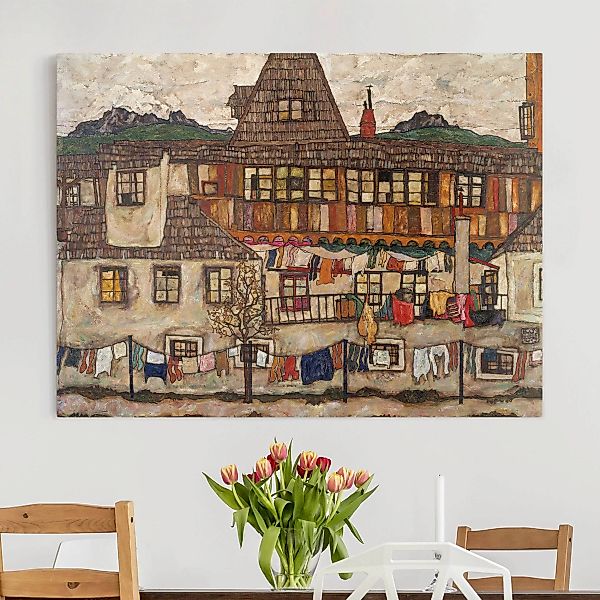 Leinwandbild Kunstdruck - Querformat Egon Schiele - Häuser mit trocknender günstig online kaufen
