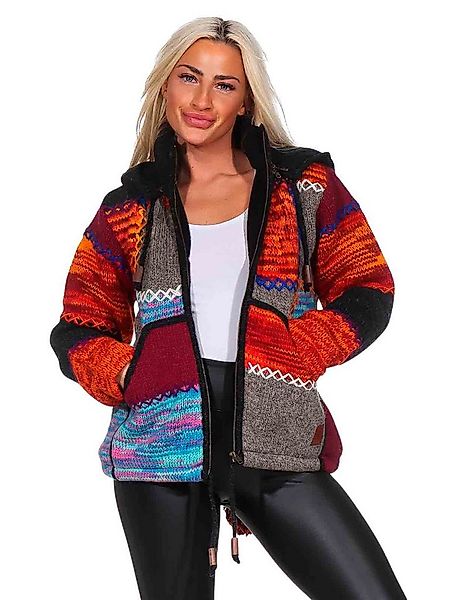 KUNST UND MAGIE Kapuzenstrickjacke Damen Strickjacke Wolle Jacke +Fleecefut günstig online kaufen