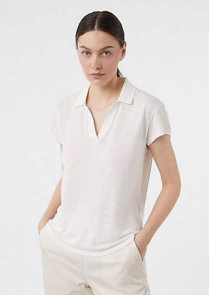 Comma Kurzarmshirt T-Shirt aus Leinenmix mit Polokragen günstig online kaufen
