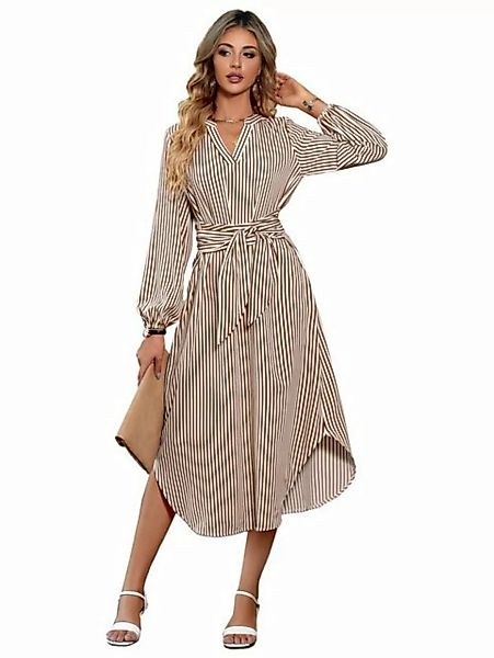 RUZU UG Dirndl Freizeitliches Kleid mit V-Ausschnitt, gestreiftem Muster, T günstig online kaufen