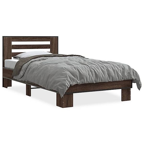 vidaXL Bettgestell, Bettrahmen Braun Eichen-Optik 75x190 cm Holzwerkstoff M günstig online kaufen