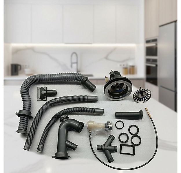 Mucola Küchenspüle Edelstahlspüle Zubehörpaket Ablaufgarnitur Siphon Dichtu günstig online kaufen