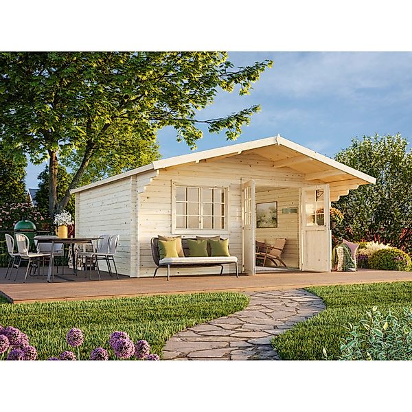 Palmako Gartenhaus Britta 480 x 425 cm Lackiert Dunkelgrau-Weiß FSC® günstig online kaufen
