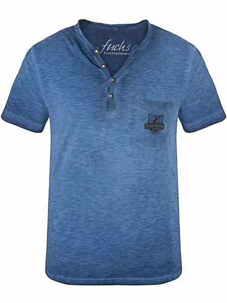 FUCHS T-Shirt Trachten Shirt Theo blau aus 100 % Baumwolle günstig online kaufen
