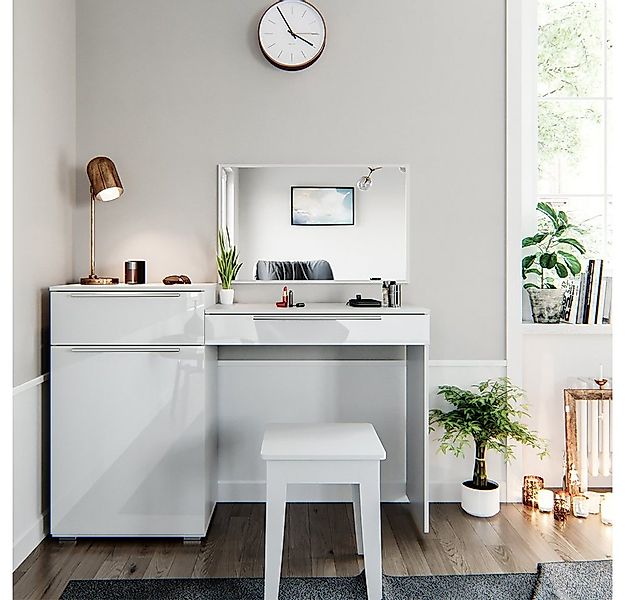 Vicco Schminktisch Lilli, Weiß Hochglanz, 135 cm günstig online kaufen