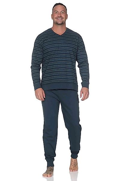 Normann Pyjama Normann Herren Pyjama lang mit Bündchen in Streifenoptik und günstig online kaufen
