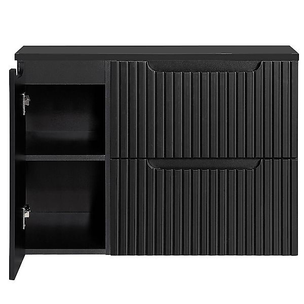 Lomadox Waschbeckenschrank NEWPORT-56-BLACK 90 cm Waschtisch-Unterschrank 4 günstig online kaufen